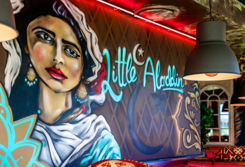 Large art mural at Little Aladdin Graceville