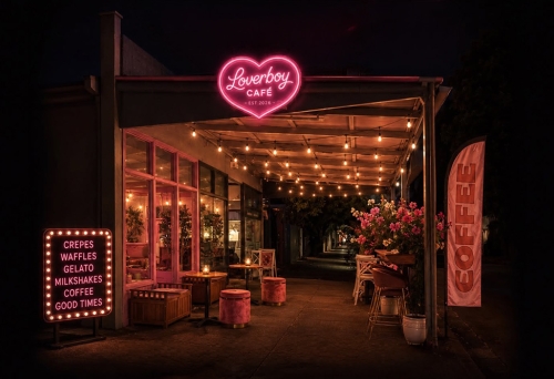 Night view of Loverboy Cafe