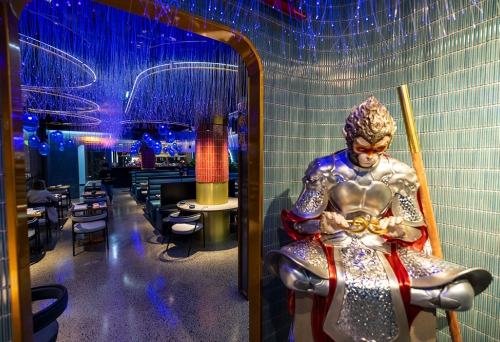Monkey king statue at entrance, Wu Kong Kitchen + Bar Brisbane City