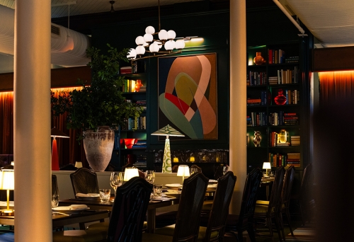 Artworks and tables at Naldam House Brasserie & Terrace Brisbane CBD