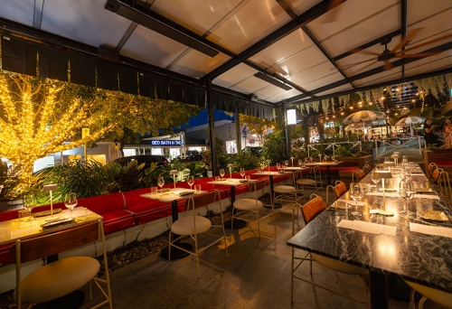 Lit up trees and seating NIIWA