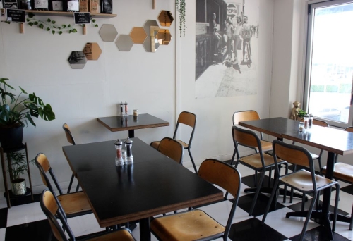 Seating inside Peach & Billy Cafe, Chapel Hill