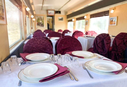 Inside carriage dining room The Queensland Pioneer Luncheon Train