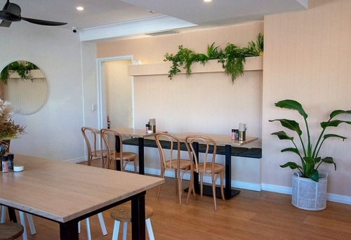 Inside seating at Sister Cafe Hawthorne