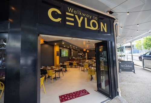 Corner street entry of Walkway to Ceylon