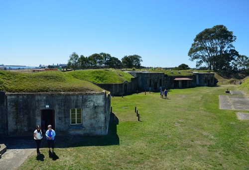 People outside ruins at Fort lytton