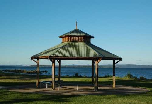 Shelter on sea front inside GJ Walter Park in Cleveland