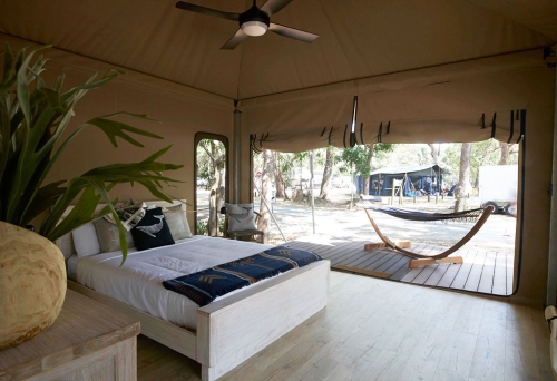 Glamping tent at Adder Rock North Stradbroke Island