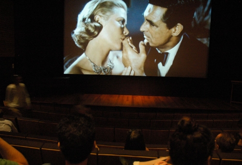 People watching Hitchcock film at the Australian Cinematheque GOMA