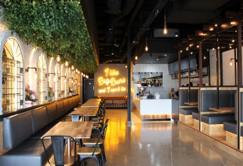 Seating inside Big Buns, Browns Plains 