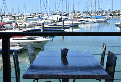 Riverside seating at Cafe La Mer, Manly