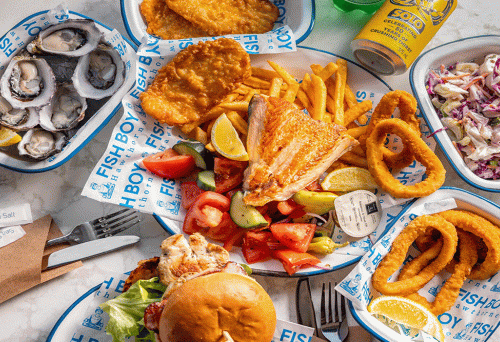 Platters of seafood at Fish Boy, Brisbane