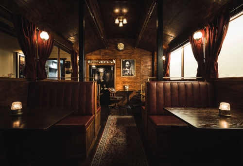 Booth seating inside Mr Badgers, Woolloongabba Brisbane