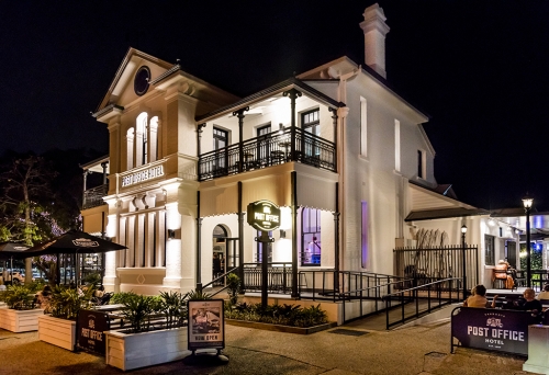 Post Office Hotel by night Sandgate