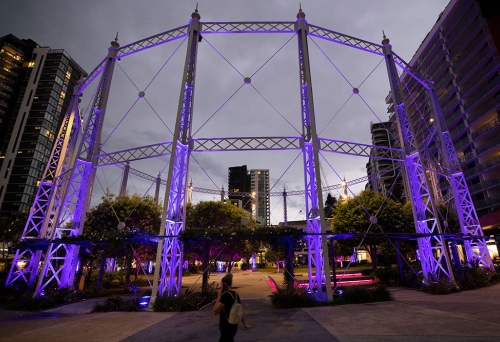 Historic gas ring lit up, Newstead