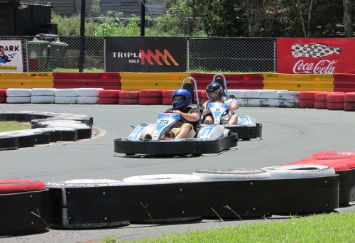 Karts on track at Kingston park Raceway 