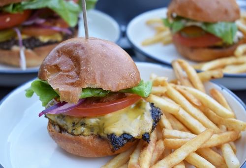 Burger and chips at Market Burger Samford