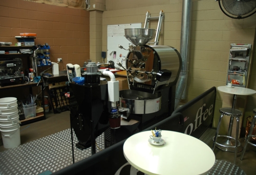 Coffee roster machine inside Neli Coffee Roastery.