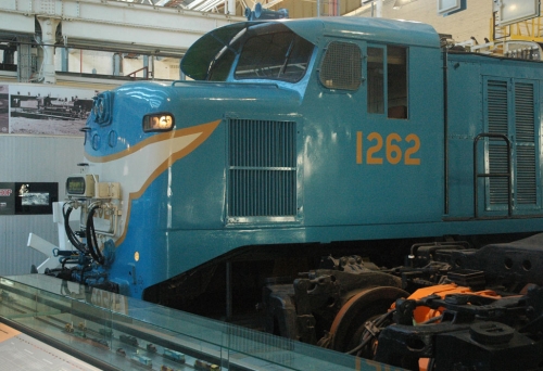 Vintage train inside The Workshops Rail Museum
