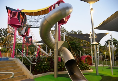 Slippery slide at Riverside Green Playground South Bank
