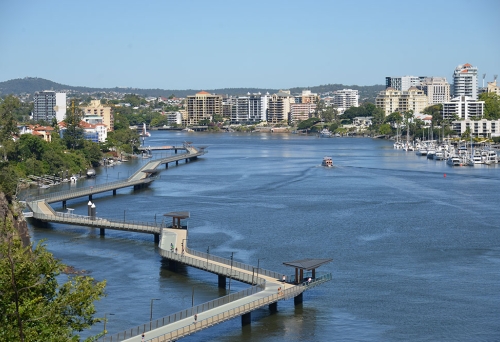 Aerial view of Brisbane Riverwalk