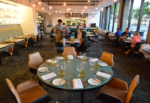 Circular table inside Six Acres Restaurant Bowen Hills