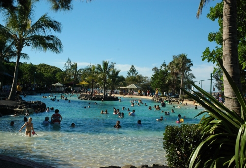 People swimming in Settlement Cove Lagoon Redcliffe