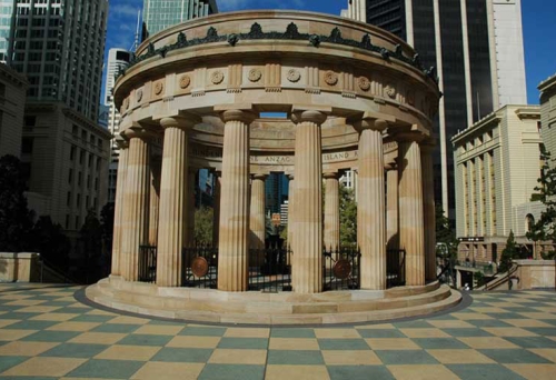 Shrine of Remembrance Greek temenos structure and tiles in Brisbane 