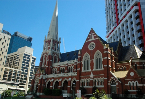 Albert St Uniting Church building and facade in Brisbane 