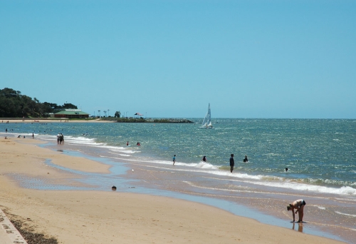 People on Suttons Beach in summer