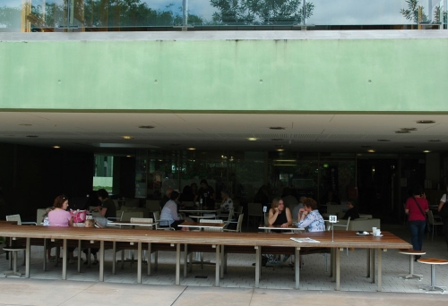 People sitting inside the The Library Cafe in Brisbane's South Bank