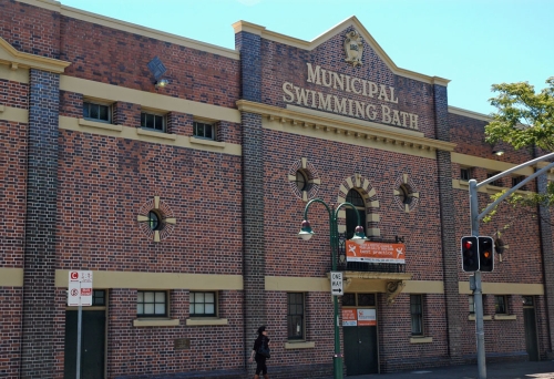 Valley Municipal Swimming Bath building red brick facade 