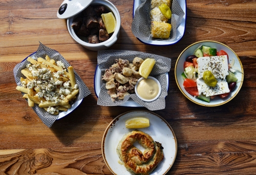 Plates of Greek food at Zeus South Bank