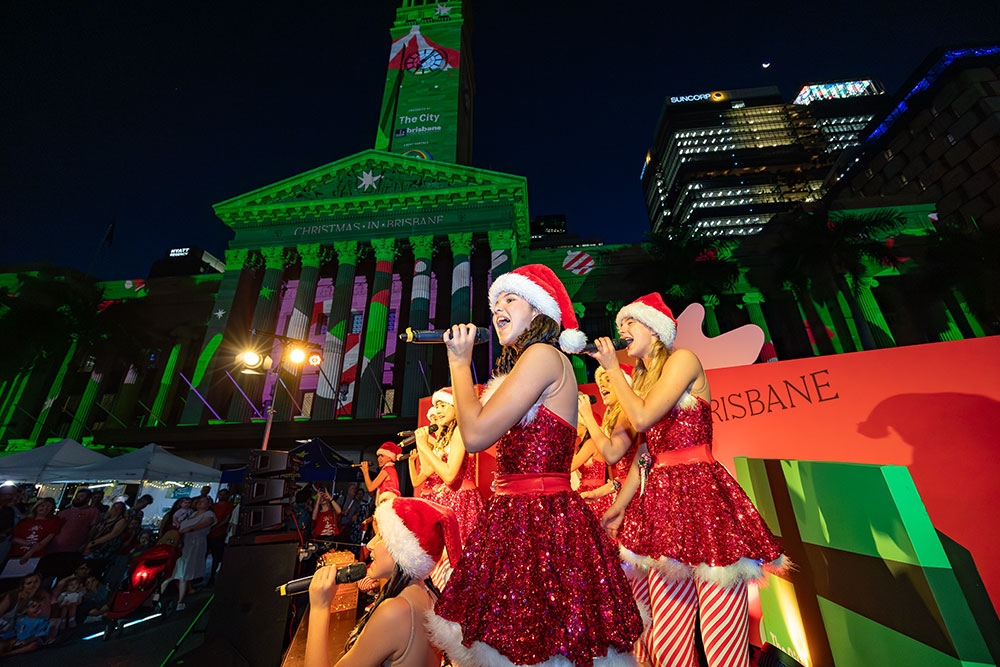 Performers in King George Square Xmas