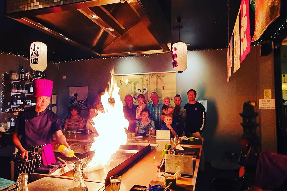 Chef cooking at Koya Teppanyaki