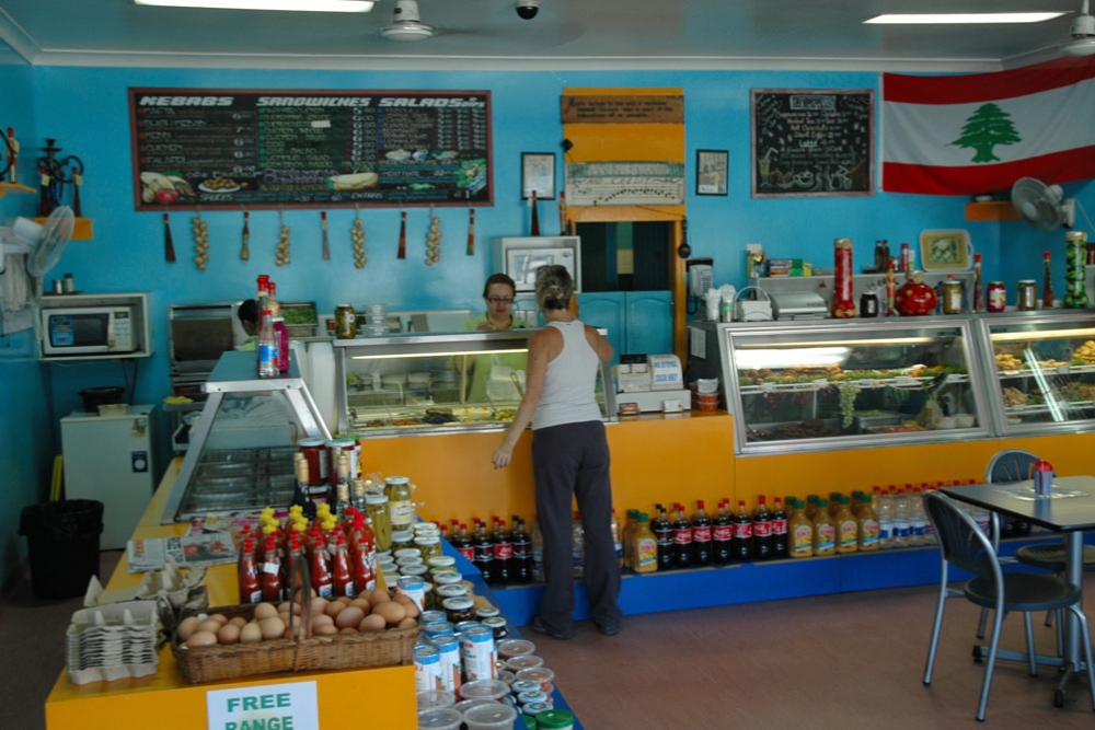 Woman at counter of No No's Lebanese Cuisine in Red Hill 