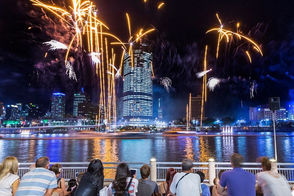 Fireworks over Brisbane River