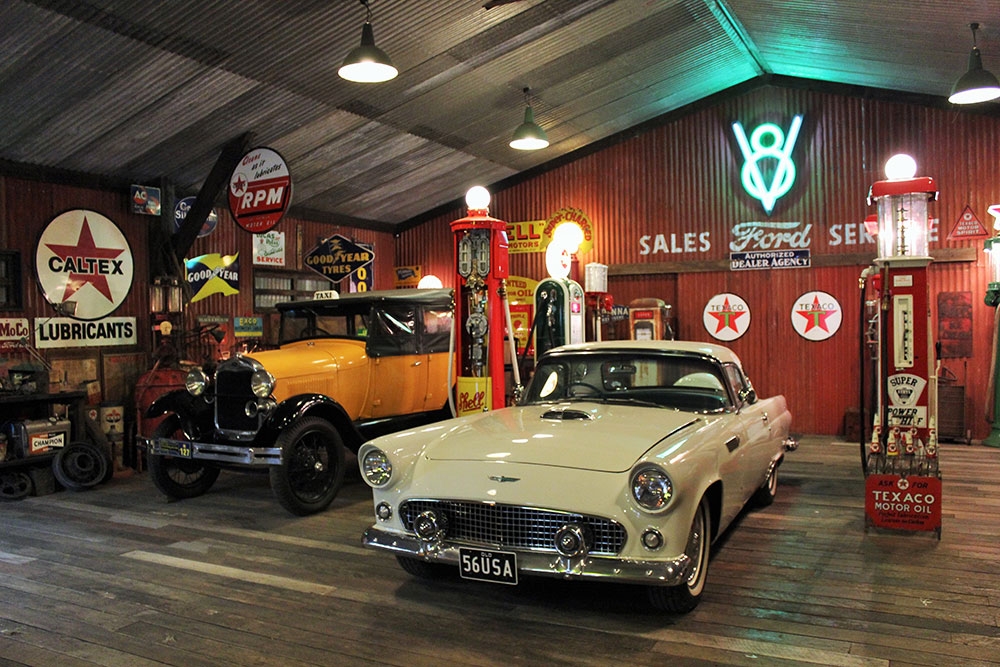 vintage cars in auto museum at Scotty's Garage