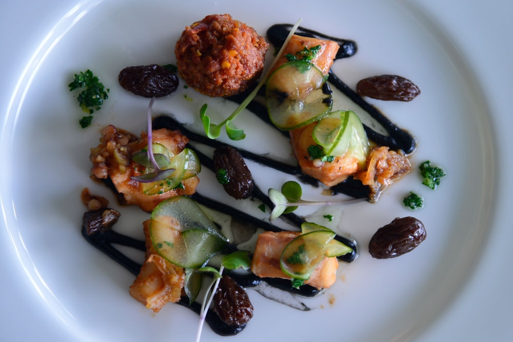 Wood BBQ Octopus on plate served in Blackbird Bar & Restaurant
