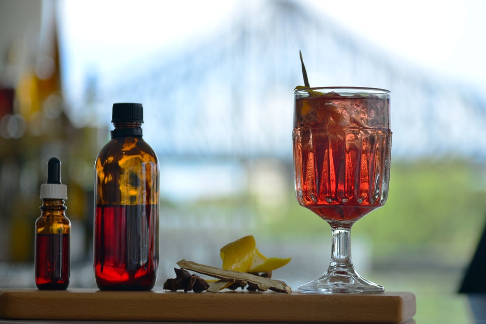 Tincture Cocktail on bar inside Blackbird Bar & Restaurant