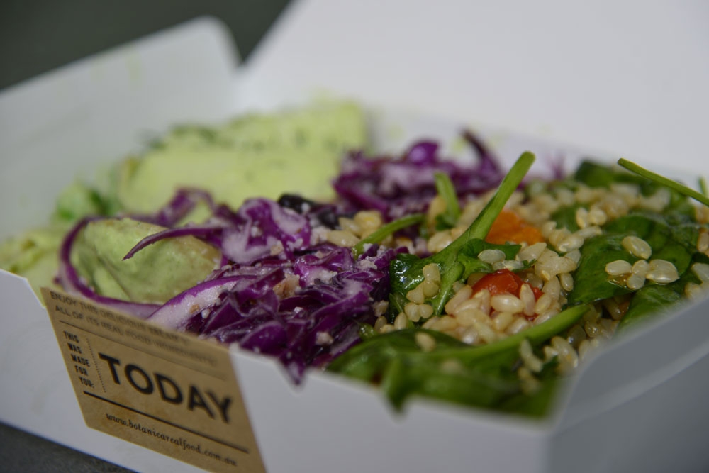 Food in a takeaway box at Botanica Red Hill 