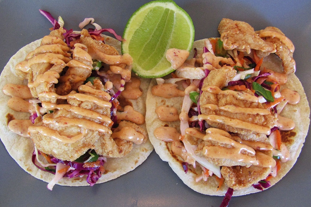 Southern fried chicken tacos with slaw at The Colour Nine Cafe Stafford