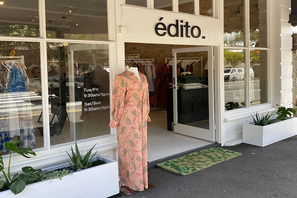 Doorway and shop windows of Edito New Farm