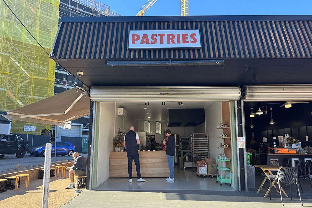 Front of Bakery at Time and Temp