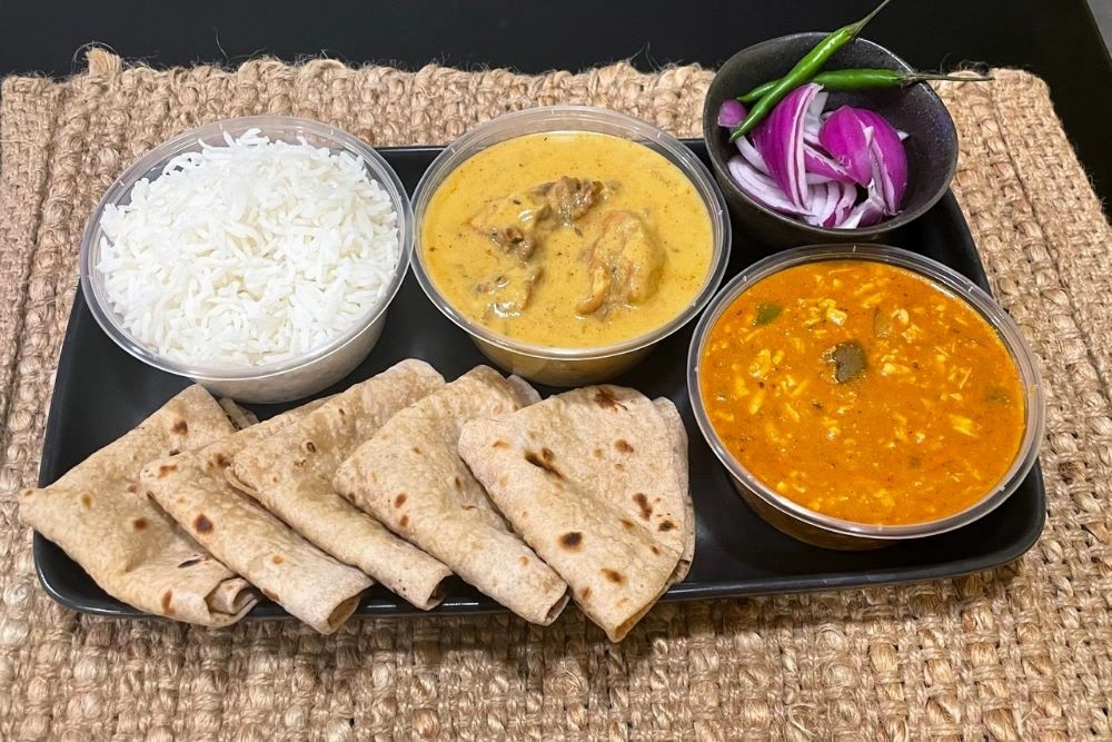 Display of Indian food at BeeJay's Home Kitchen