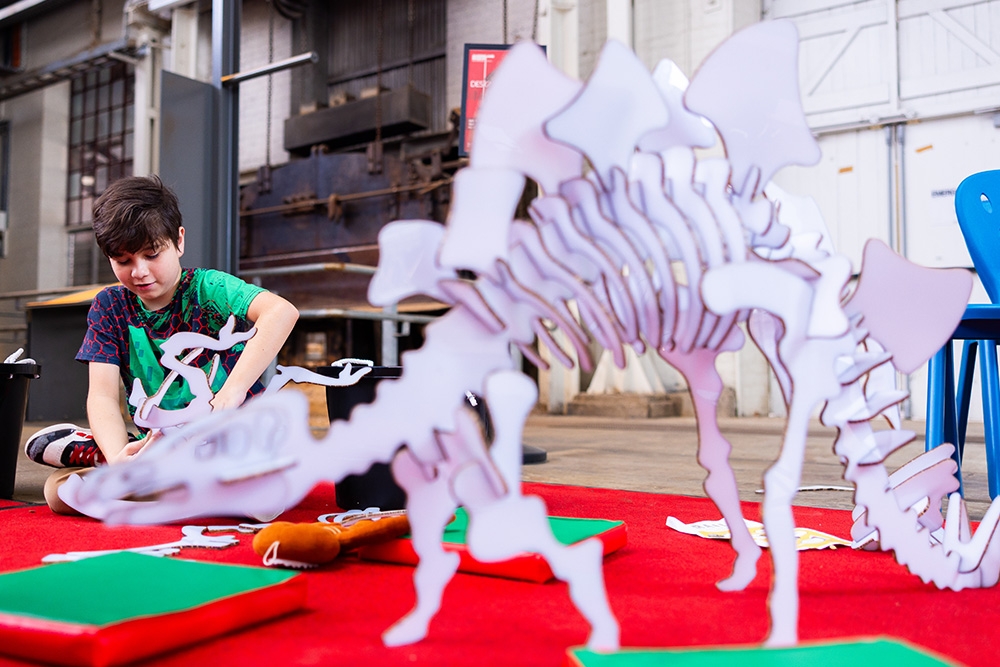 child making dinosaur