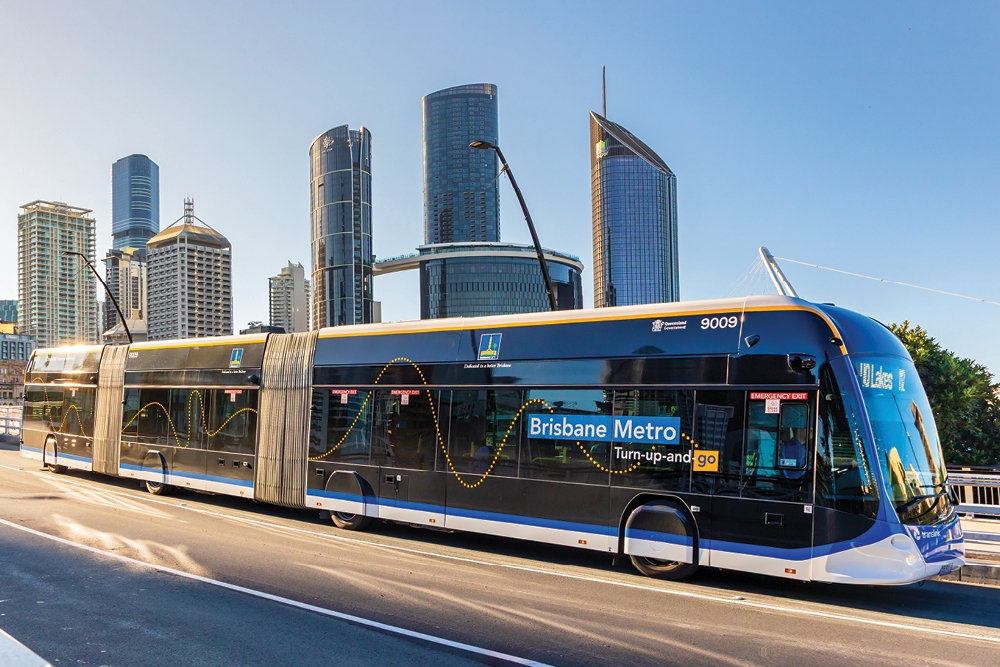Brisbane Metro with city backdrop