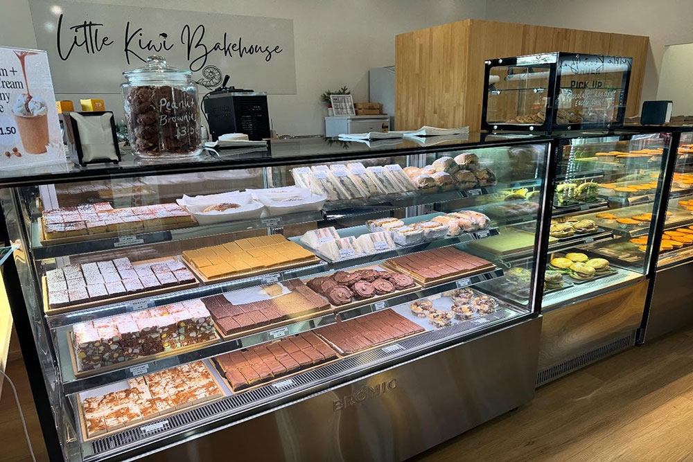 Counter of baked goods inside Little Kiwi Bakehouse Nerang