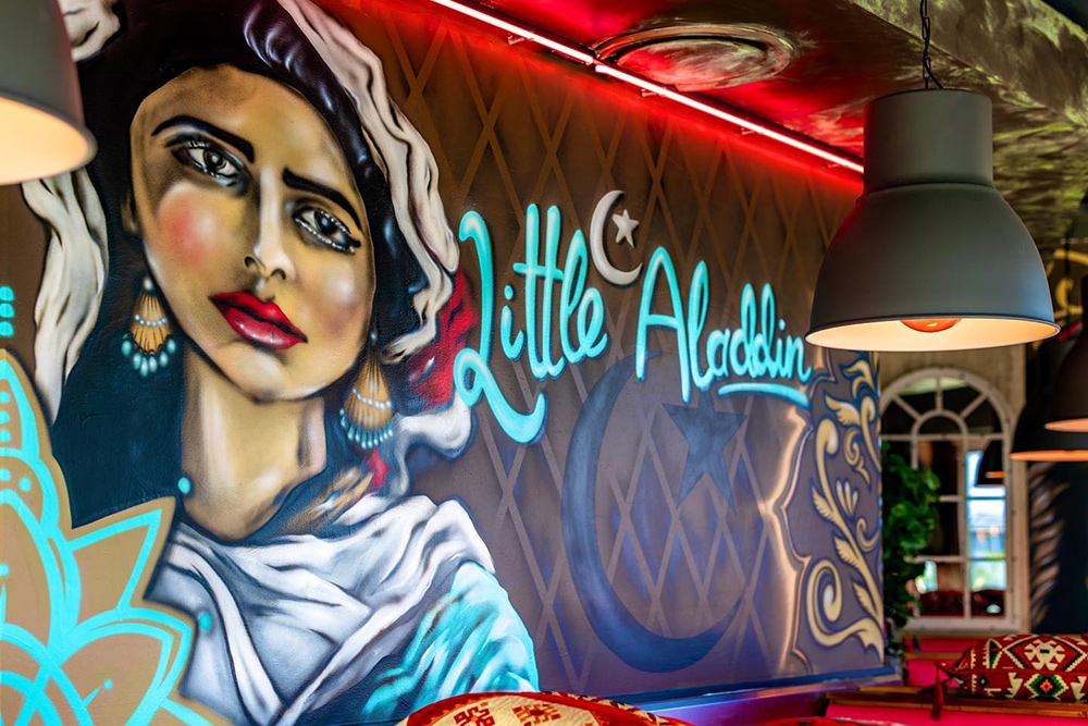 Large art mural at Little Aladdin Graceville