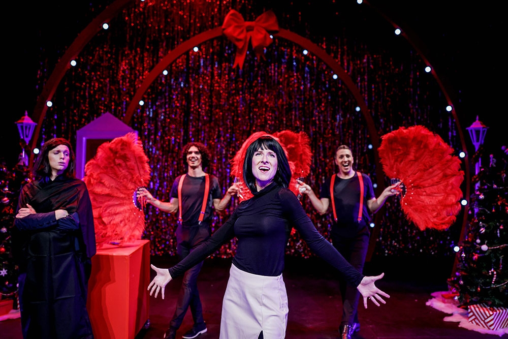 Cast members on stage at Love Actually? The Musical Parody